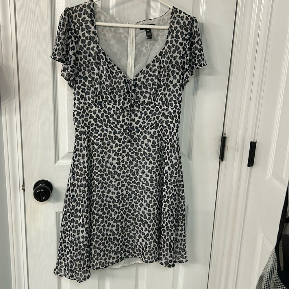 Aqua Blue/White leopard dress